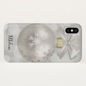 Coques Case-Mate iPhone Élégante boule de Noël en argent sur les lumières (Dos (Horizontal))