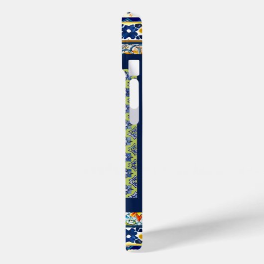 Coques Case-Mate iPhone Élégante chinoiserie de tuile bleu floral monogram (Verso / Gauche)