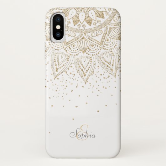 Coques Case-Mate iPhone Elégante conception de points Mandala Or (Dos)