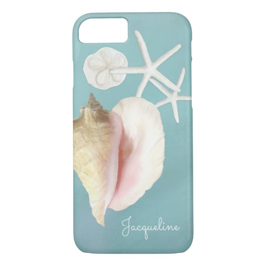 Coques Case-Mate iPhone Elégante Conche de plage moderne Shell Starfish Ar (Dos)
