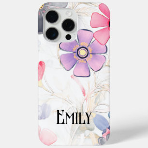 Coque iPhone 15 Pro Max Élégante couleur pastel clair fleurs printanières 