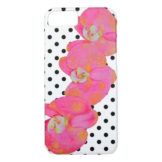Coques Case-Mate iPhone Elégante couleur rose rétro orchidées pois (Dos)