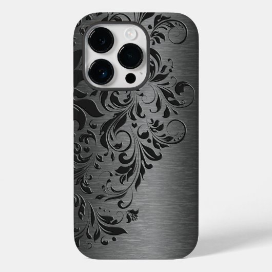 Coques Case-Mate iPhone Élégante Dentelle Florale Gris Sur Gris (Verso)