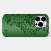 Coques Case-Mate iPhone Élégante Dentelle Florale Verte Sur Vert (Verso (horizontal))