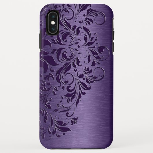 Coques Case-Mate iPhone Elégante dentelle florale violette profonde (Dos)