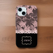 Coques Case-Mate iPhone Elégante dentelle rose Faux et noire
