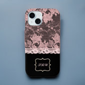 Coques Case-Mate iPhone Elégante dentelle rose Faux et noire