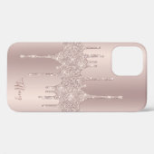 Coques Case-Mate iPhone Élégante et élégante parties scintillant en or ros (Verso (horizontal))