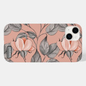 Coques Case-Mate iPhone Élégante Feminine Jolie fleur rose et gris (Verso (horizontal))