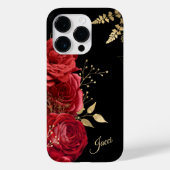 Coques Case-Mate iPhone Elégante feuille d'or rouge Rose (Verso)
