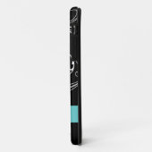 Coques Case-Mate iPhone Élégante feuille florale noir, aqua fleurit (Dos/Gauche)