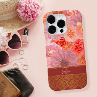 Coques iPhone 16 Pro Élégante Fille Florale Oriental Nom personnalisé