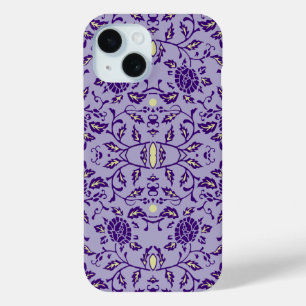 Coque Pour iPhone 15 Élégante Fleur pourpre Damas