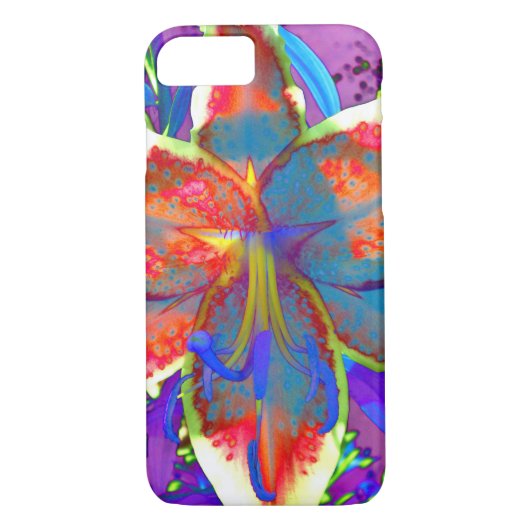 Coques Case-Mate iPhone Élégante fleur rouge rétro abstraite (Dos)