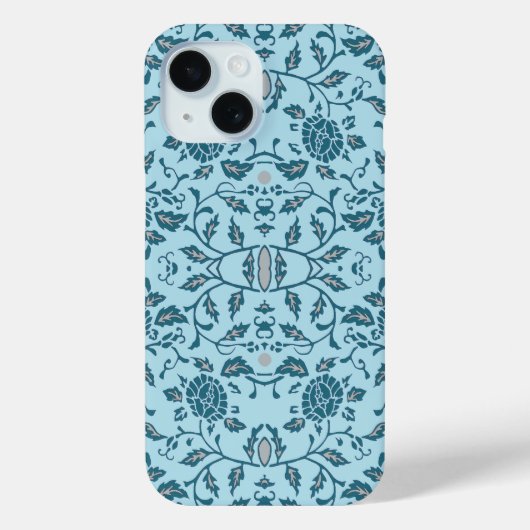 Coques Case-Mate iPhone Elégante Fleur Turquoise Damas (Verso)
