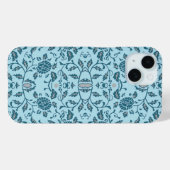 Coques Case-Mate iPhone Elégante Fleur Turquoise Damas (Verso (horizontal))