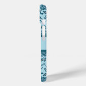 Coques Case-Mate iPhone Elégante Fleur Turquoise Damas (Verso / Gauche)