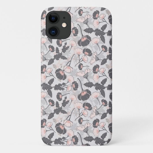 Coques Case-Mate iPhone Élégante Fleurs en gris rose féminin (Dos)