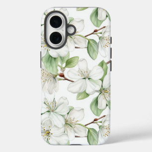 Coques iPhone 16 Élégante floraison de pomme blanche dure