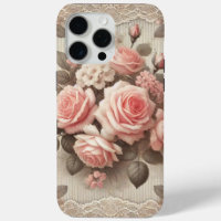 Élégante Florale rose Vintage avec dentelle