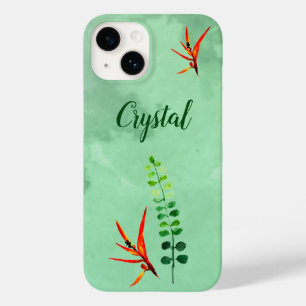 Coque Pour iPhone 14 Elégante Florale verte fleurie Aquarelle