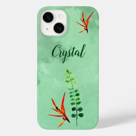 Coques Case-Mate iPhone Elégante Florale verte fleurie Aquarelle (Verso)