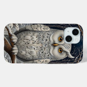 Coques Case-Mate iPhone Élégante forêt d'hiver de chouette blanche boho (Verso (horizontal))