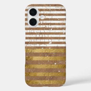 Coques iPhone 16 Elégante Grille Or & Blanc