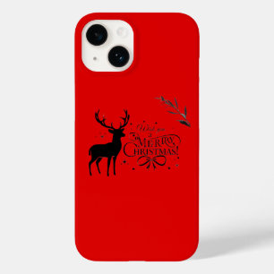 Coque Pour iPhone 14 Élégante illustration de rennes de Noël avec vœux