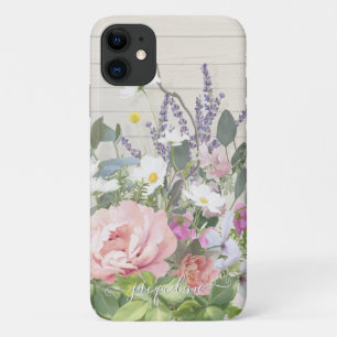 Case-Mate iPhone Case Élégante Lavande de pivoine rose Bois rustique f