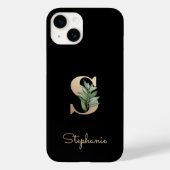 Coques Case-Mate iPhone Élégante lettre d'or monogramme botanique S (Verso)