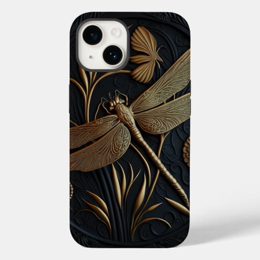 Coques Case-Mate iPhone Elégante libellule d'or en Filigree de bronze (Verso)