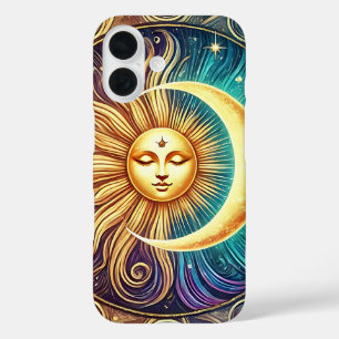 Coques iPhone 16 Élégante Lune et Sun Céleste Art