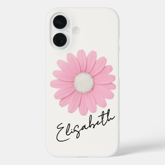 Coques Case-Mate iPhone Élégante marguerite rose douce et nom sur ivoire (Verso)