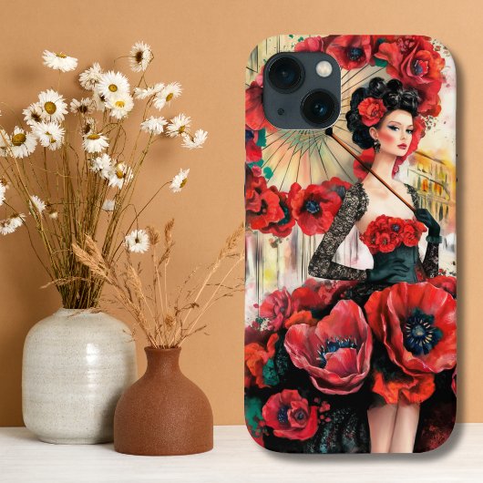 Coques Case-Mate iPhone Elégante, moderne Femme & Pies Robe florale