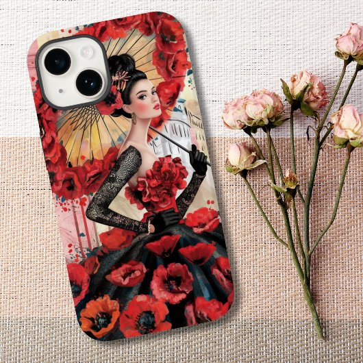 Coques Case-Mate iPhone Elégante, moderne Femme & Pies Robe florale