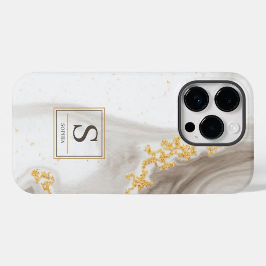 Coques Case-Mate iPhone Elégante parties scintillant Abstraite or noir aqu (Verso (horizontal))