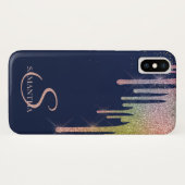 Coques Case-Mate iPhone Elégante Parties scintillant arc-en-ciel, bleu mar (Dos (Horizontal))