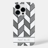 Coques Case-Mate iPhone Elégante Parties scintillant Argent Herringbone Ch (Verso)