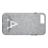 Coques Case-Mate iPhone Élégante Parties scintillant d'argent et monogramm (Dos (Horizontal))