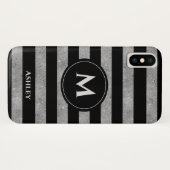 Coques Case-Mate iPhone Élégante Parties scintillant d'argent noir Monogra (Dos (Horizontal))