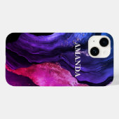 Coques Case-Mate iPhone Élégante parties scintillant d'art en marbre rose  (Verso (horizontal))