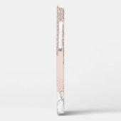 Coques Case-Mate iPhone Élégante parties scintillant d'or rose floral brun (Verso / Gauche)