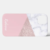 Coques Case-Mate iPhone Elégante parties scintillant en or rose blanc marb (Verso (horizontal))