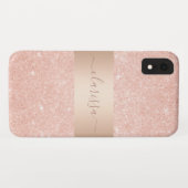 Coques Case-Mate iPhone Élégante parties scintillant en or rose en cuivre  (Dos (Horizontal))