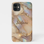 Coques Case-Mate iPhone Élégante Parties scintillant holographique beige E (Dos)