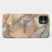 Coques Case-Mate iPhone Élégante Parties scintillant holographique beige E (Dos (Horizontal))