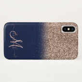 Coques Case-Mate iPhone Elégante Parties scintillant Ombre Rose or Monogra (Dos (Horizontal))