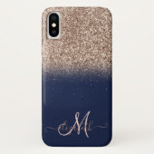 Coques Case-Mate iPhone Elégante Parties scintillant Ombre Rose or Monogra (Dos)