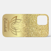 Coques Case-Mate iPhone Elégante Parties scintillant or Bokeh Gold Lotus (Verso (horizontal))